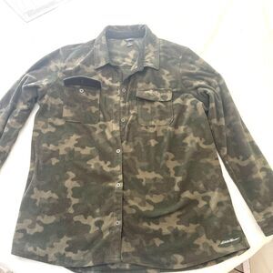 Eddie Bauer Fleece Jacket Green Camouflage Color T2XL